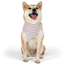Load image into Gallery viewer, Coastal Stripe  Dog Bandana | Nantucket Red & Light Blue Pet Scarf for Stylish Dogs