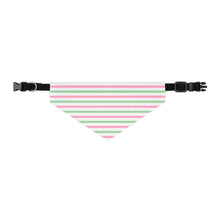 Load image into Gallery viewer, Pink & Green Striped Dog Bandana | Preppy Coastal Pet Scarf for Stylish Dogs