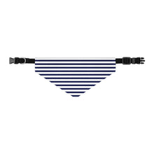Load image into Gallery viewer, Navy and White Striped Dog Bandana | Sailor-Style Pet Scarf for Trendy Pups