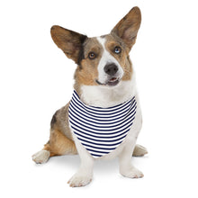 Load image into Gallery viewer, Navy and White Striped Dog Bandana | Sailor-Style Pet Scarf for Trendy Pups