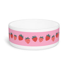 Load image into Gallery viewer, Pink Strawberry Dog Bowl – Preppy, Playful, and Paw-fectly Chic