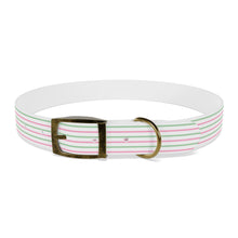Load image into Gallery viewer, Pink and Green Striped Dog Collar | Preppy Personalized Pet Accessory for Stylish Pups