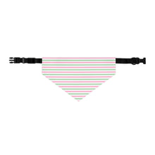 Load image into Gallery viewer, Pink & Green Striped Dog Bandana | Preppy Coastal Pet Scarf for Stylish Dogs