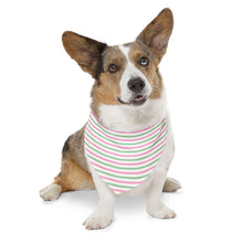 Load image into Gallery viewer, Pink & Green Striped Dog Bandana | Preppy Coastal Pet Scarf for Stylish Dogs