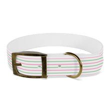 Load image into Gallery viewer, Pink and Green Striped Dog Collar | Preppy Personalized Pet Accessory for Stylish Pups