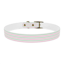 Load image into Gallery viewer, Pink and Green Striped Dog Collar | Preppy Personalized Pet Accessory for Stylish Pups