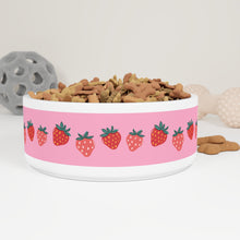 Load image into Gallery viewer, Pink Strawberry Dog Bowl – Preppy, Playful, and Paw-fectly Chic