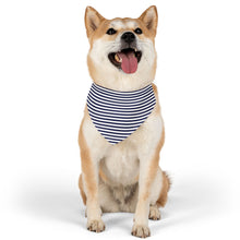Load image into Gallery viewer, Navy and White Striped Dog Bandana | Sailor-Style Pet Scarf for Trendy Pups