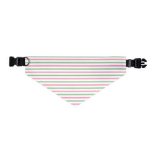 Load image into Gallery viewer, Pink & Green Striped Dog Bandana | Preppy Coastal Pet Scarf for Stylish Dogs