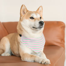 Load image into Gallery viewer, Pink & Green Striped Dog Bandana | Preppy Coastal Pet Scarf for Stylish Dogs