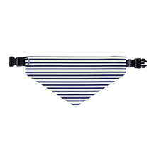 Load image into Gallery viewer, Navy and White Striped Dog Bandana | Sailor-Style Pet Scarf for Trendy Pups