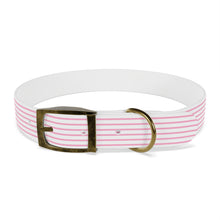 Load image into Gallery viewer, Pink Striped Dog Collar | Preppy Adjustable Pet Collar for Stylish Dogs