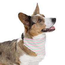 Load image into Gallery viewer, Pink & Green Striped Dog Bandana | Preppy Coastal Pet Scarf for Stylish Dogs