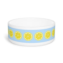 Load image into Gallery viewer, Blue Lemon Dog Bowl – Preppy, Playful, and Paw-fectly Chic