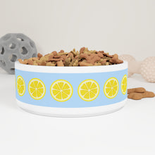 Load image into Gallery viewer, Blue Lemon Dog Bowl – Preppy, Playful, and Paw-fectly Chic