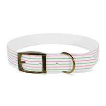 Load image into Gallery viewer, Pink and Green Striped Dog Collar | Preppy Personalized Pet Accessory for Stylish Pups