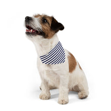 Load image into Gallery viewer, Navy and White Striped Dog Bandana | Sailor-Style Pet Scarf for Trendy Pups
