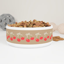 Load image into Gallery viewer, Khaki Cherry Dog Bowl – Preppy, Playful, and Paw-fectly Chic