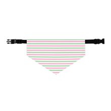 Load image into Gallery viewer, Pink & Green Striped Dog Bandana | Preppy Coastal Pet Scarf for Stylish Dogs