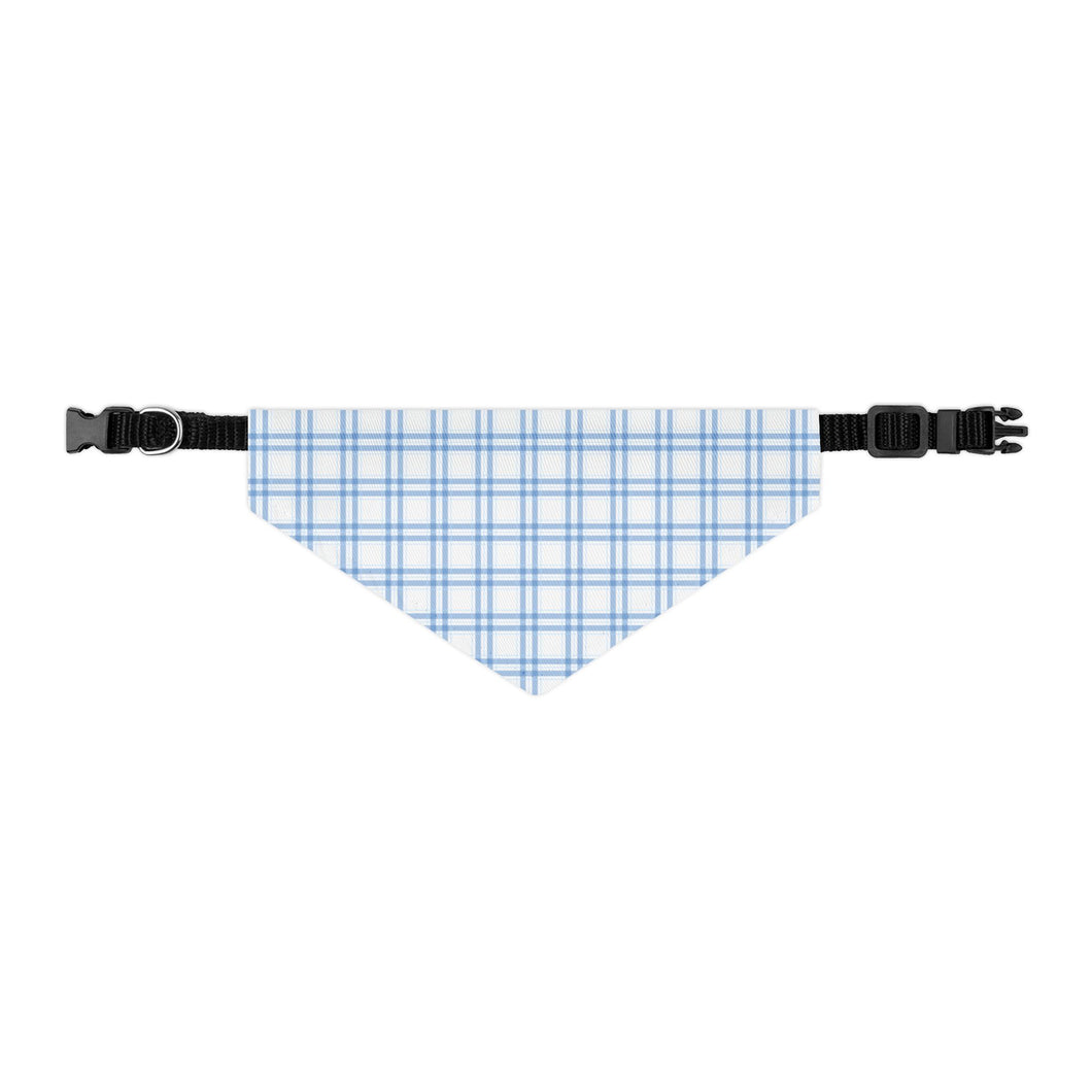 Preppy Blue Plaid Dog Bandana | Cute Pet Scarf for Small & Large Dogs