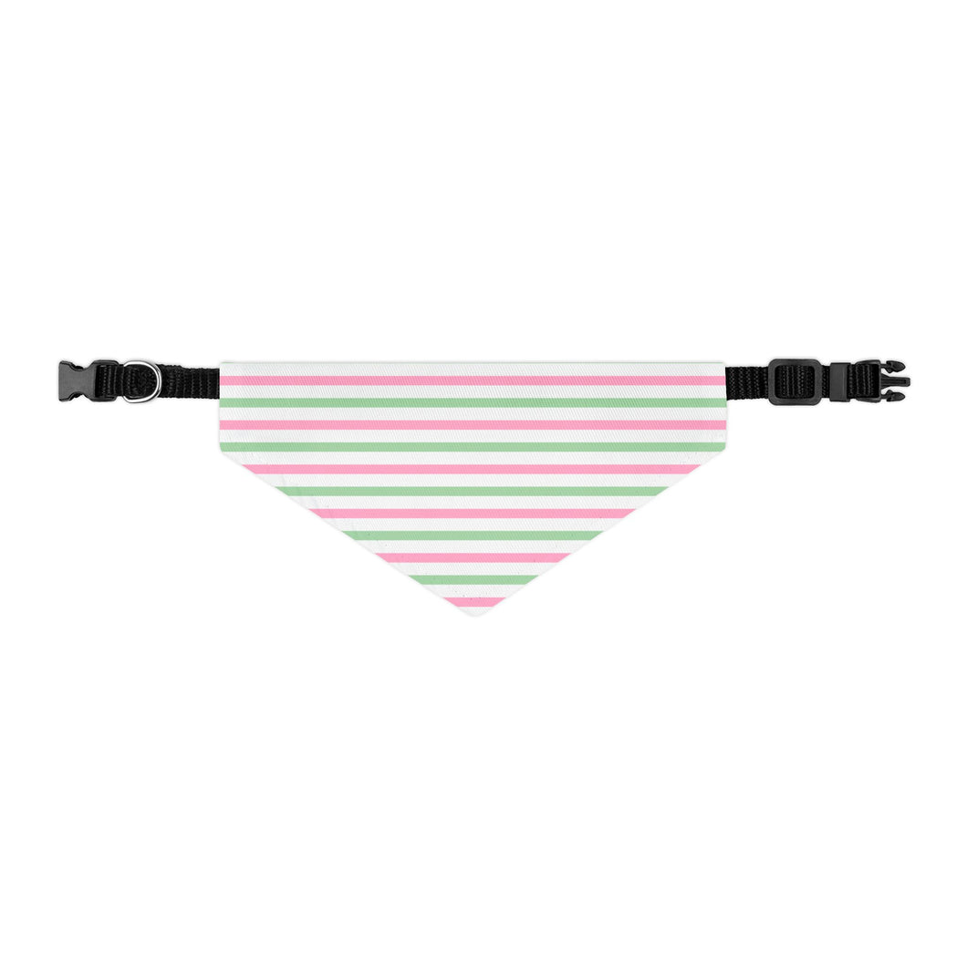Pink & Green Striped Dog Bandana | Preppy Coastal Pet Scarf for Stylish Dogs