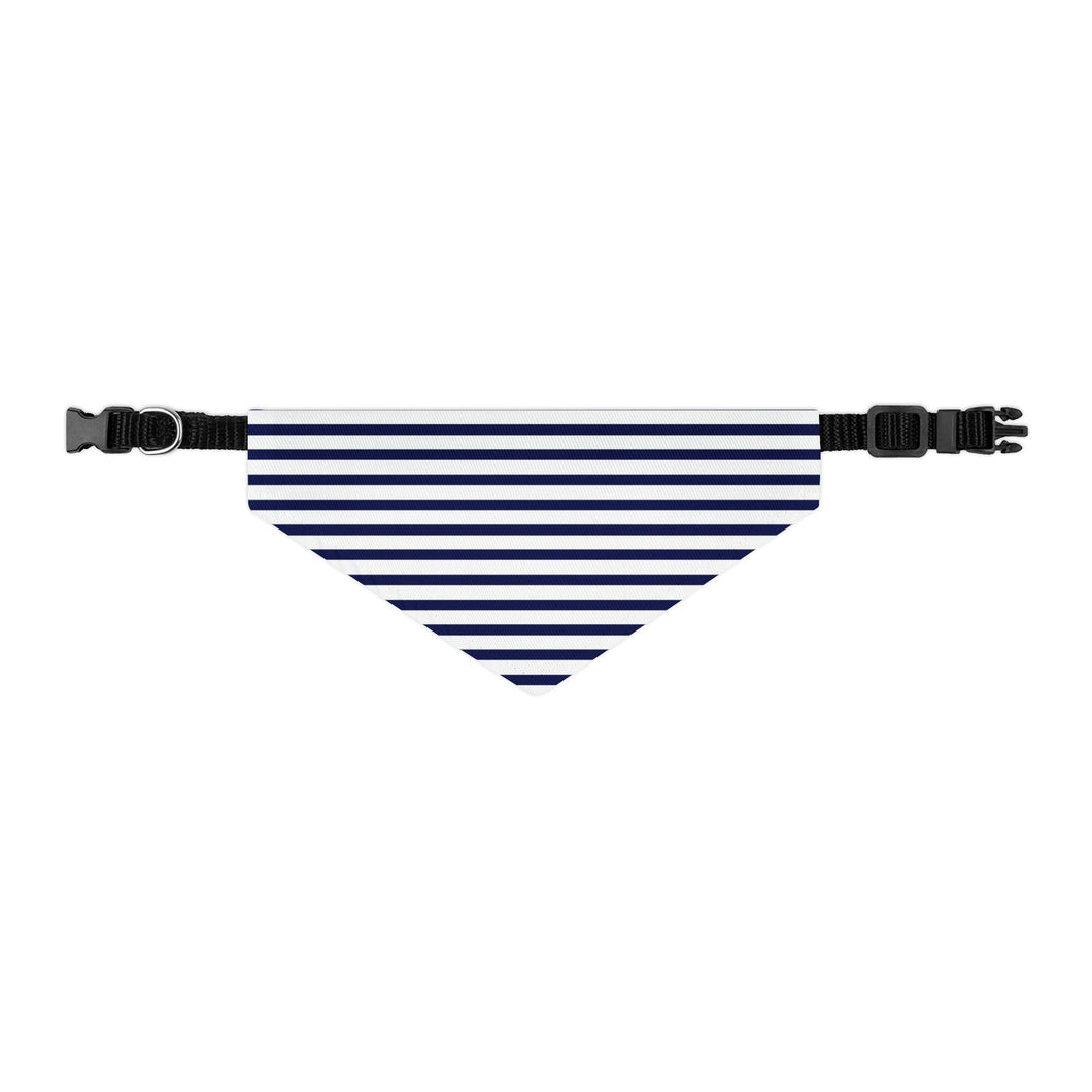 Navy and White Striped Dog Bandana | Sailor-Style Pet Scarf for Trendy Pups