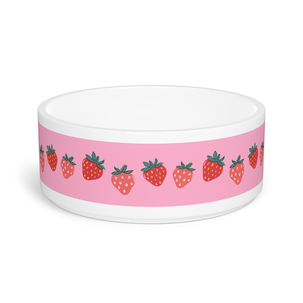 Pink Strawberry Dog Bowl – Preppy, Playful, and Paw-fectly Chic