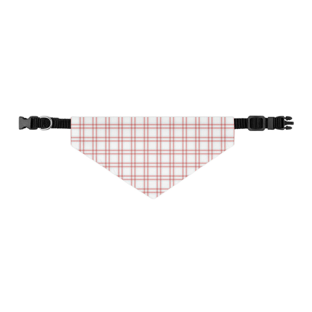 Coastal Plaid Dog Bandana | Nantucket Red & Light Blue Pet Scarf for Stylish Dogs