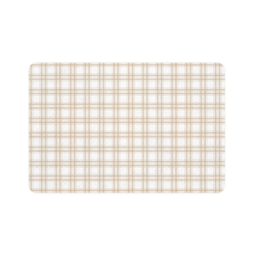 Khaki Plaid Mat– Chic Comfort for Your Dog  or Cat