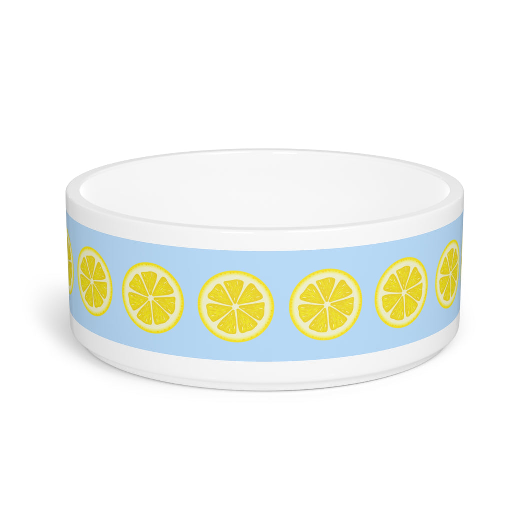 Blue Lemon Dog Bowl – Preppy, Playful, and Paw-fectly Chic